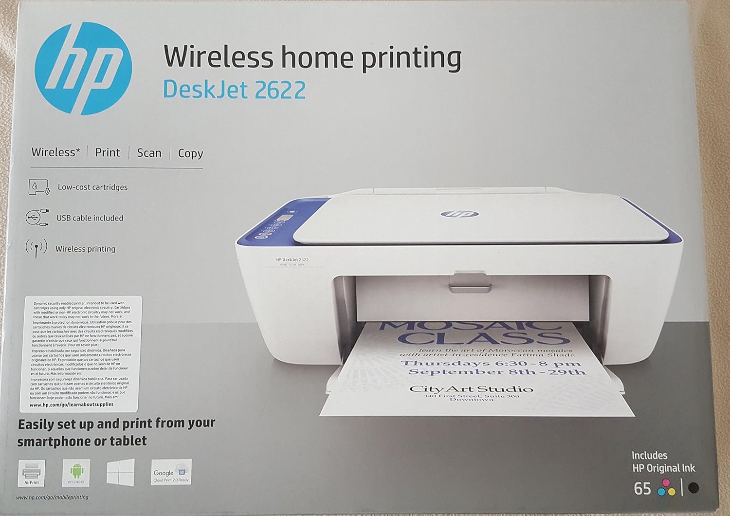 hp deskjet 2622多功能一体打印机无线打印扫描复印包括 usb 连接线
